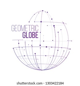Abstract Line and dots Globe Design, Vector illustration isolated on white background.