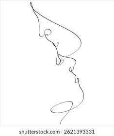 Abstract line drawing of a couple in love can be used for tattoos, logos, avatars, hand-drawn without artificial intelligence