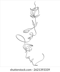 Abstract line drawing of a couple in love can be used for tattoos, logos, avatars, hand-drawn without artificial intelligence