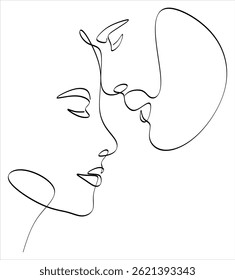 Abstract line drawing of a couple in love can be used for tattoos, logos, avatars, hand-drawn without artificial intelligence