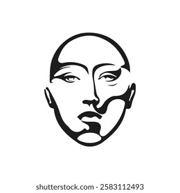 Abstract Line Drawing of Female Face for Modern Design. Woman Portrait Minimalistic Linear Style for Home Modern Decoration. Female Portrait Boho Style Hand Drawn Vector Illustration