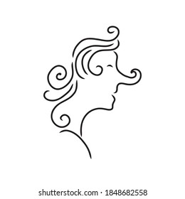 Abstract line drawing of human face. Modern line art man and woman portrait, minimalist contour. Vector Abstract minimal face line art for t-shirt, slogan design print graphics style. Vector