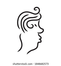 Abstract line drawing of human face. Modern line art man and woman portrait, minimalist contour. Vector Abstract minimal face line art for t-shirt, slogan design print graphics style. Vector