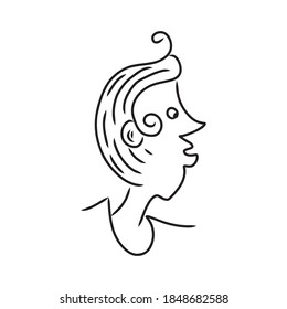 Abstrakte Linienzeichnung des menschlichen Gesichts. Moderne Linie Kunst Mann und Frau Porträt, minimalistische Kontur. Vector Abstract minimale Face-Line-Kunst für T-Shirt, Slogan Design-Grafik Stil. Vektorgrafik