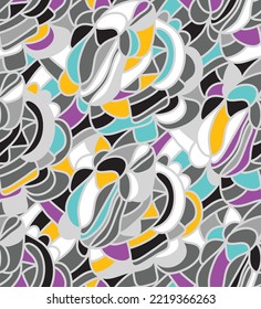 Abstract Line Drawing Labyrinth Church Glass Mosaic Seamless Vector Pattern Isolated Background