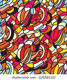 Abstract Line Drawing Labyrinth Church Glass Mosaic Seamless Vector Pattern Isolated Background