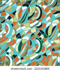 Abstract Line Drawing Labyrinth Church Glass Mosaic Seamless Vector Pattern Isolated Background