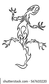 Abstract line drawing of a lizard using as tattoo