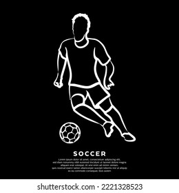 Abstract line drawing of professional soccer player. Vector illustration