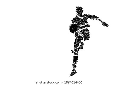 abstract line drawing of soccer athlete competition sports fitness hand drawn minimalist, illustration design print graphics style