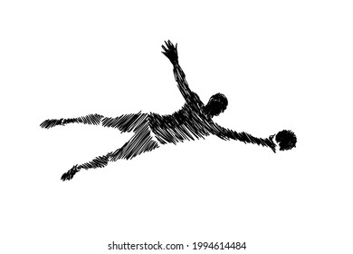 abstract line drawing of soccer athlete competition sports fitness hand drawn minimalist, illustration design print graphics style