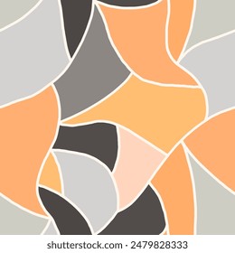 Abstract Line Drawing Wavy Labyrinth Church Glass Mosaic Seamless Vector Pattern Isolated Background
