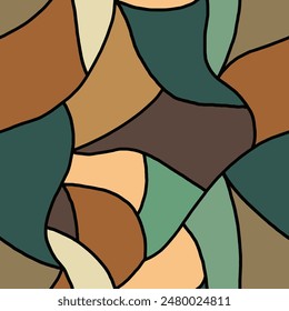 Abstract Line Drawing Wavy Labyrinth Church Glass Mosaic Seamless Vector Pattern Isolated Background
