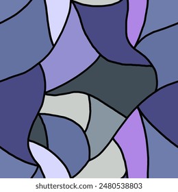 Abstract Line Drawing Wavy Labyrinth Church Glass Mosaic Seamless Vector Pattern Isolated Background

