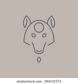 Abstract Line Drawing Of Wolf Head In Minimalistic Vector On Gray Background