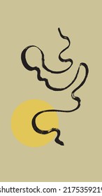 Línea abstracta con cepillo seco en estilo asiático vintage. Se puede usar como fondo o afiche para redes sociales, portada o diseño web