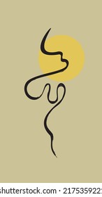 Abstract line drawn with dry brush in vintage Asian style. Can be used as a background or poster for social networks, cover, or web design