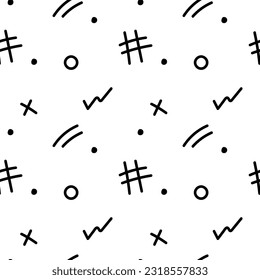 Abstract line elements elements black and white seamless pattern for wallpapers, textiles, fabrics, wrapping paper