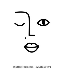 el rostro abstracto de la línea en un estilo moderno y plano. ilustración vectorial