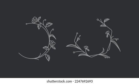 Abstract line floral badge for greeting love moment.