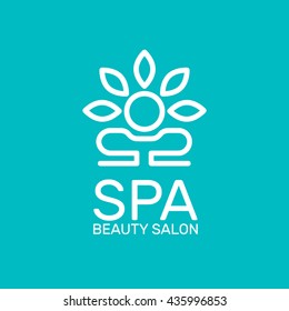 abstract line flower emblem spa salon logo