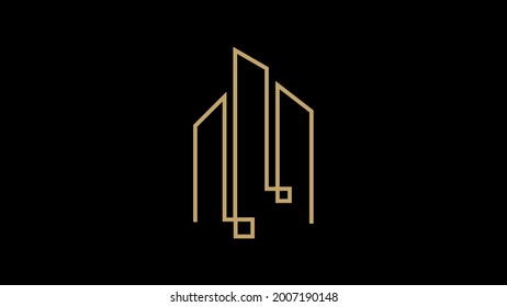 Abstract line form building logo design template suitable for real estate company