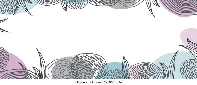 Abstract line forms with coloured pastel spots, banner, background, vector illustration, isolated. 