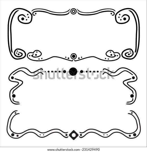 Abstract line frame\
drawing design elements vintage dividers in black color. Vector\
illustration. Isolated on white background. Can use for birthday\
card, wedding invitations.\
