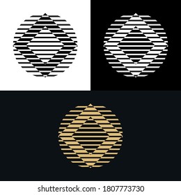 Logotipo de cuadrado de círculo geométrico de línea abstracta