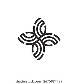 Diseño geométrico del elemento de flor de la línea Abstractas