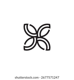 Abstract line geometric flower element design