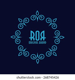 Abstract line geometric frame. Hipster style for logo, labels and badges. Monogram and emblem elements.