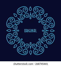 Abstract line geometric frame. Hipster style for logo, labels and badges. Monogram and emblem elements.
