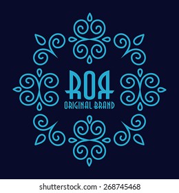 Abstract line geometric frame. Hipster style for logo, labels and badges. Monogram and emblem elements.
