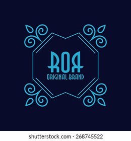 Abstract line geometric frame. Hipster style for logo, labels and badges. Monogram and emblem elements.