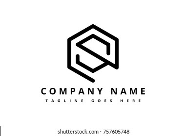 abstract line geometric logo letter s