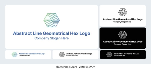 Abstract Line Geometrical Hex Logo