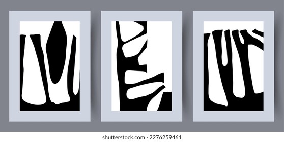 Abstract line gloomy forms wall art print. Printable minimal abstract poster. Wall artwork for interior design. Contemporary decorative background. 