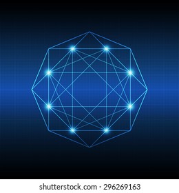 Abstract line glow light geometric shape, for graphic design - Vector