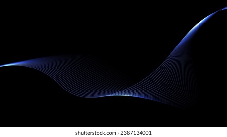 Abstract line with glowing light effect on black background.Vector graphic illustration.