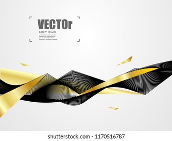 Abstract line gold black background concept Vector graphic design.