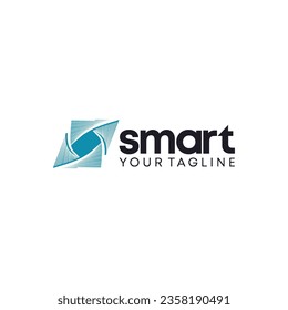 Abstract line gradient color with typography text S vector logo