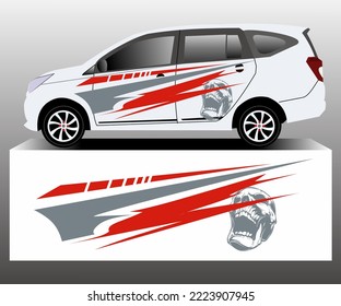 Abstract line graphic white racing car background kit design for vehicle, race car, rally, adventure and livery.vector file