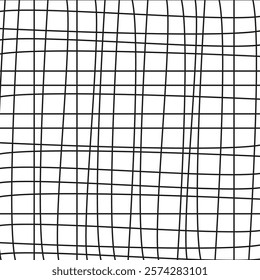 Abstract line grid. Wavy black lines. Minimalist vector background. Dynamic geometric design.