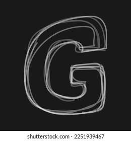 Abstract line hand drawn letter G. Alphabet letter G. Black and white color concept. Eps 10.