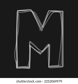Abstract line hand drawn letter M. Alphabet letter M. Black and white color concept. Eps 10.