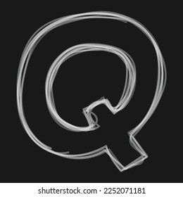 Abstract line hand drawn letter Q. Alphabet letter Q. Black and white color concept. Eps 10.