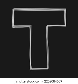 Abstract line hand drawn letter T. Alphabet letter T. Black and white color concept. Eps 10.
