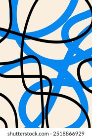 Línea Abstractas dibujado a mano garabato patrón diseño minimalista. Moderna línea retro. Vector