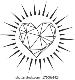 Abstraktes Linienherz, schwarz. Vektorgrafik